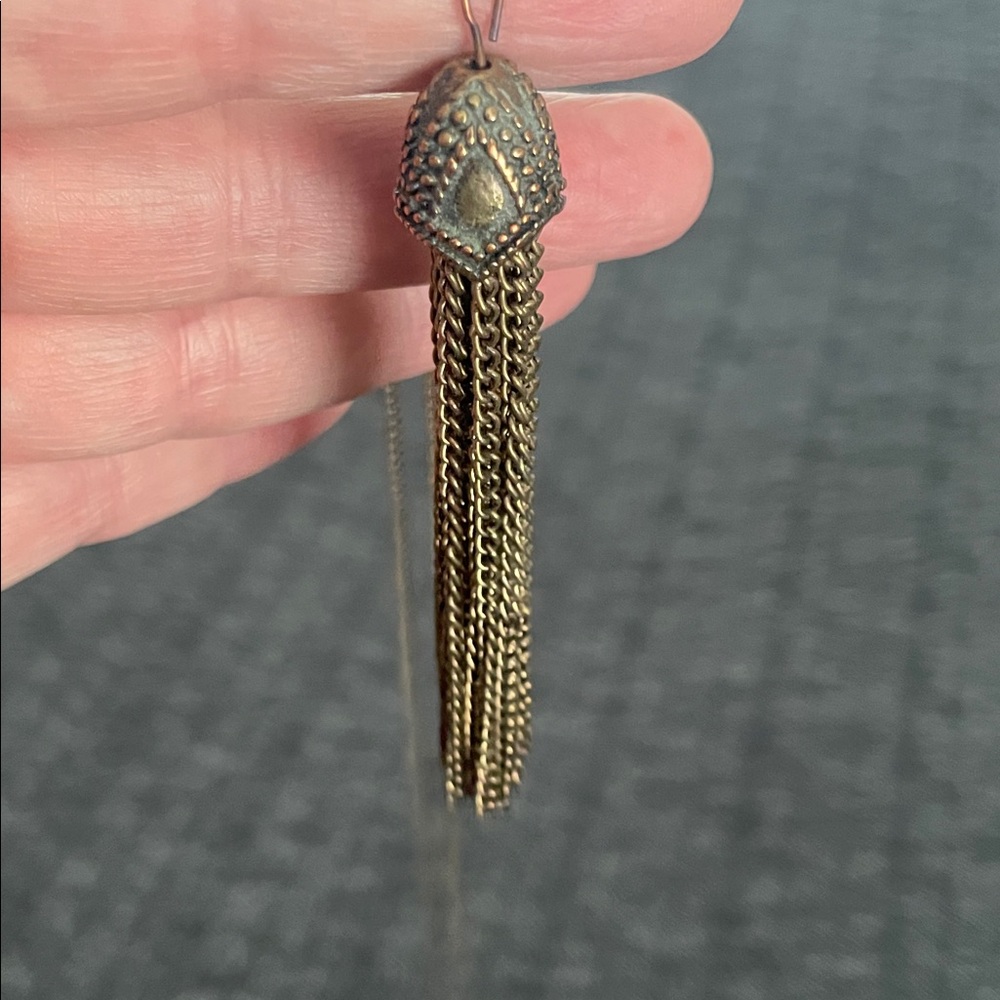 Antiqued Brass Tassel Necklace - Picture 3 of 8